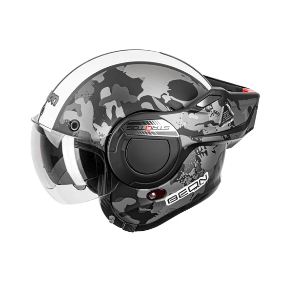 beon motorcycle helmet RetroRide Smart Bluetooth Open-Face with Dual Sun Visors Cream - Short Visor and comfort with the RetroRide Smart Bluetooth Open MADMAX : BEON Small Jet